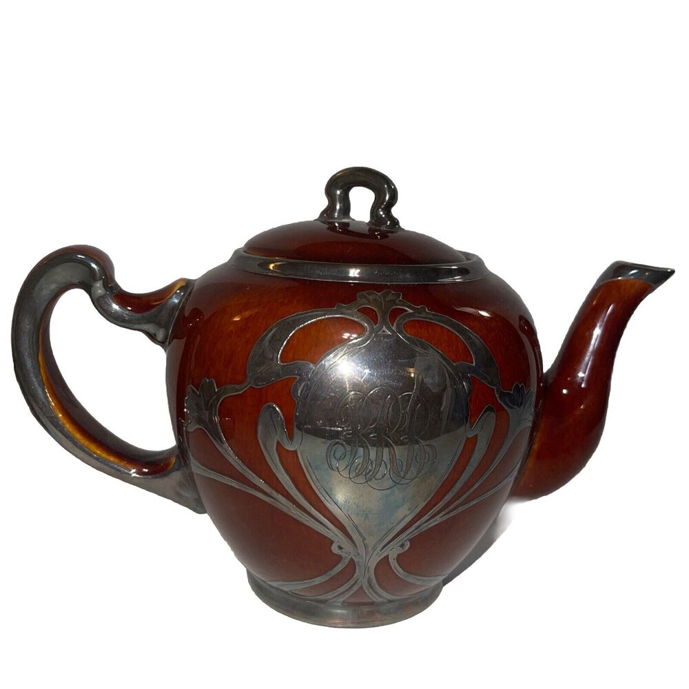 Vintage Lenox Art Nouveau Silver Overlay Treacle Teapot